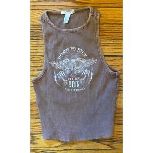 Full tilt racerback ribbed tank top Womens Medium Tan